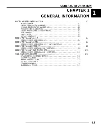 2009 Polaris Sportsman 500 EFI Owner's Manual & Service Guide