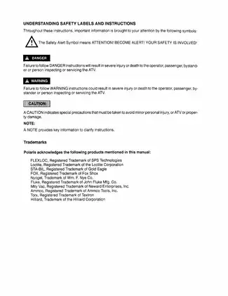 Polaris ATV & Light Utility Vehicle Service Manual (1996-1998) Preview image 2