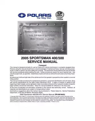 2005 Polaris Sportsman 400/500 ATV Service Manual - Complete Guide