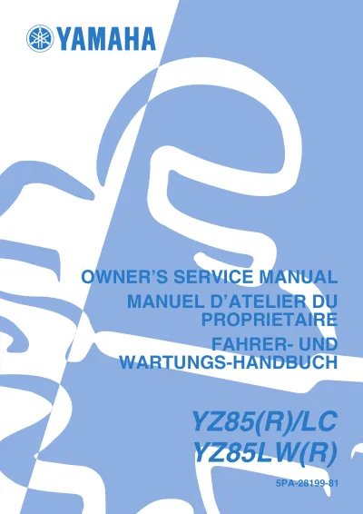 Preview: 2003 Yamaha YZ85(R)/LC / YZ85LW(R) Factory Service Manual (PN 5PA-28199-81)