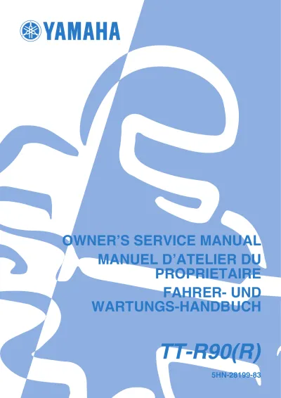 Preview: Yamaha TT-R90(R) (5HN-series) 2003–2004 OEM Shop Manual (P/N 5HN-28199-83)