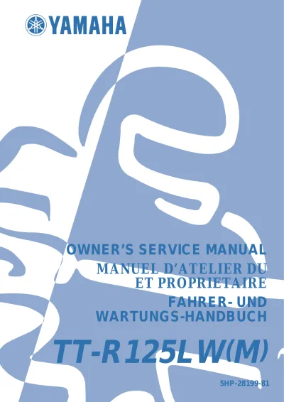 Preview: 2011 Yamaha TT-R125LW(M) Service Manual (P/N 5HP-28199-81)