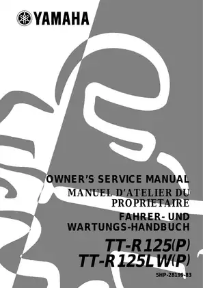 2002 Yamaha TT-R125(P), TT-R125LW(P) owner´s service manual Preview image 1