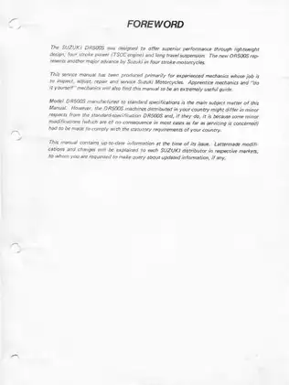 Comprehensive Service Manual for Suzuki DR500S Motorcycle Preview image 2