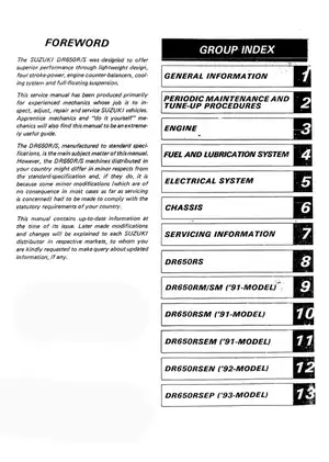 Comprehensive Service Manual for SUZUKI DR650R/S (All Models) Preview image 1