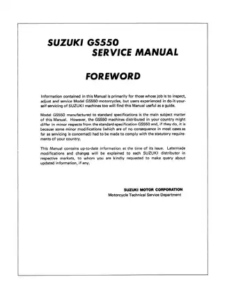 1977-1982 Suzuki GS550 service manual Preview image 2