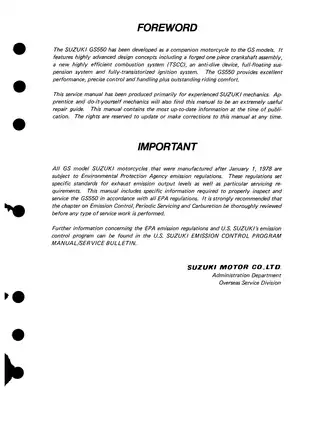 Suzuki GS550 Service Manual - Comprehensive Guide for Mechanics Preview image 2