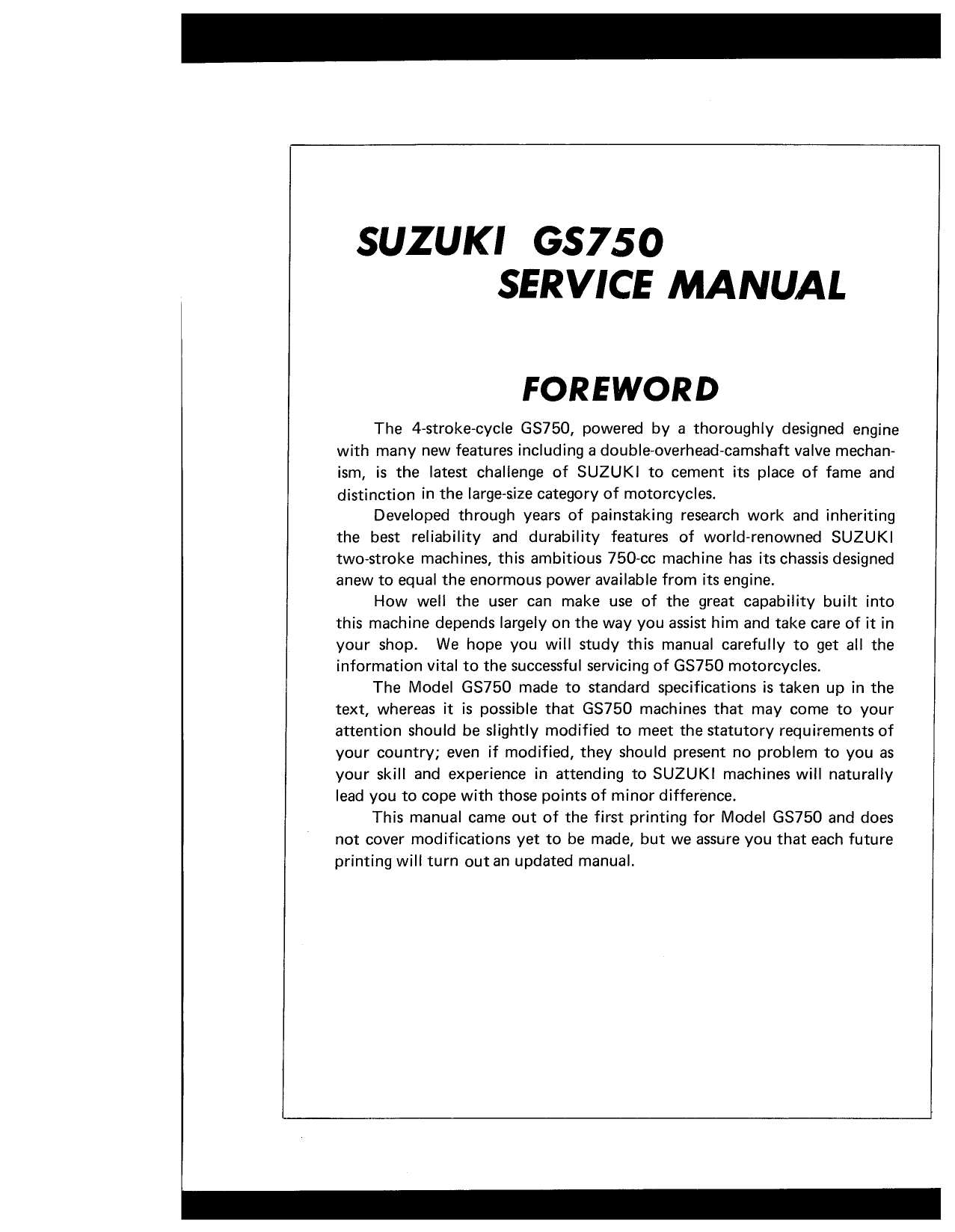 1976-1979 Suzuki GS750 service manual Preview image 2