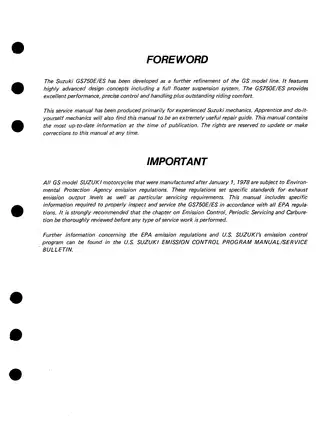 Suzuki GS750E/ES Comprehensive Service Manual - Enhance Your Motorcycle Maintenance Skills Preview image 2