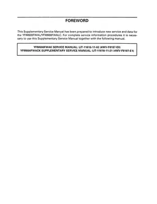 Yamaha YFM600FWAL Service Manual - Comprehensive Guide for Maintenance and Repairs Preview image 3