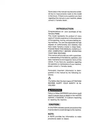 Yamaha PW80 Owner's Manual: Comprehensive Guide for Young Riders Preview image 2