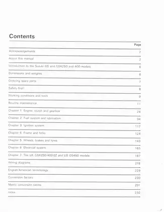 1979-1985 Suzuki GS250, GS400, GS450, GSX250, GSX400, GSX450 Twins owners workshop manual Preview image 3