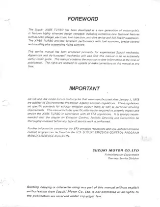 Suzuki XN85 Turbo Motorcycle Service Manual - Comprehensive Repair Guide Preview image 3