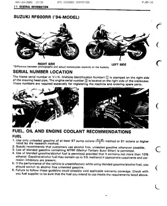 Suzuki RF600R Motorcycle Service Manual (95-97 Models) Preview image 5