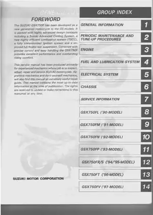 Comprehensive Suzuki GSX750F Motorcycle Service Manual (1990-1997) Preview image 2