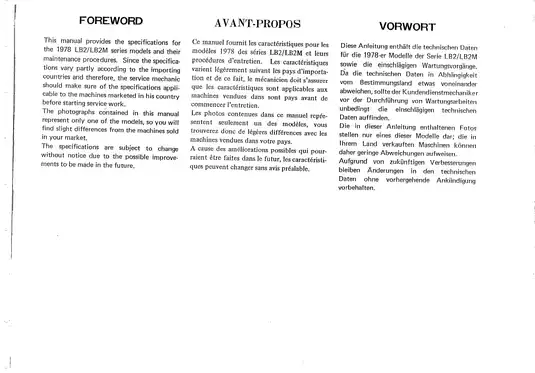Comprehensive Service Manual for 1978 LB2/LB2M Series Preview image 2