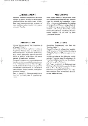 Yamaha PW50(P) Owner's Service Manual Guide manual page 3 preview Yamaha Yamaha PW50(P) Owner's Service Manual Guide manual preview page 3 - thumbnail