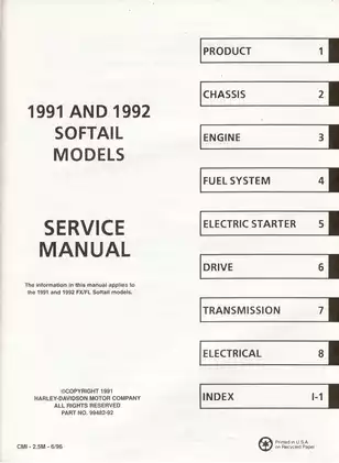 1991-1992 Harley-Davidson Softail FX, FL, FLSTC/F, FXSTS repair manual Preview image 3