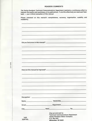 1991-1992 Harley-Davidson Softail Service Manual Preview image 4