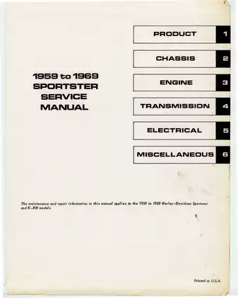 1959-1969 Harley-Davidson Sportster XLH, XLCH 883 service manual Preview image 2