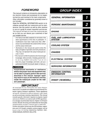 Suzuki SV650 Service Manual - Maintenance & Repair Guide Preview image 2