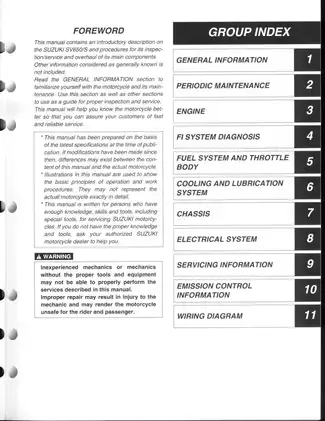 2003 Suzuki SV650/S manual Preview image 3