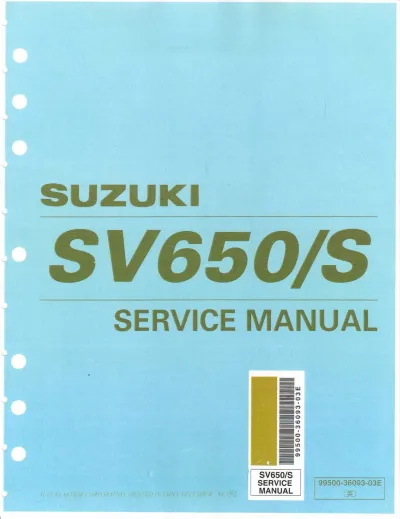 Preview: Suzuki SV650/S 1999–2002 Service Manual (P/N 99500-36093-03E)