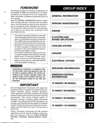 Suzuki TL1000S Service Manual - Comprehensive Guide for Maintenance and Repair Preview image 2