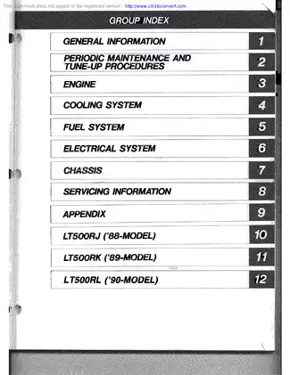 Comprehensive Suzuki LT500R Maintenance and Repair Manual Preview image 3