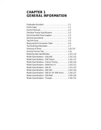 Polaris Snowmobile Service Manual: 2000 Indy Series Models