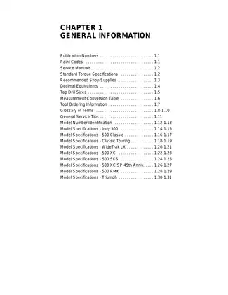 2000 Polaris Indy, 500, 600, Classic, Touring, Widetrack, Triumph, XC, SKS, RMK manual Preview image 1