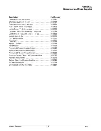 2000 Polaris Indy, 500, 600, Classic, Touring, Widetrack, Triumph, XC, SKS, RMK manual Preview image 4