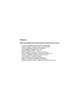 Polaris 2004 Performance Snowmobile Service Manual Preview image 4