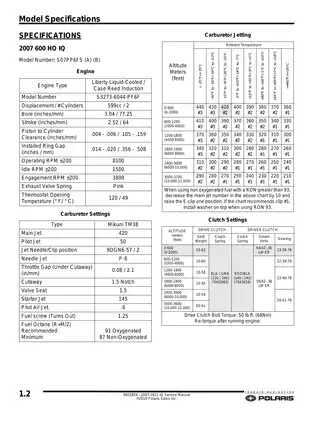 Polaris IQ Series Snowmobiles Service Manual (2007-2011) Preview image 2