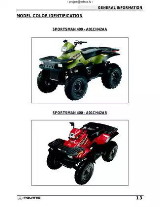 2001 Polaris Sportsman 400, Sportsman 500 DUSE H.O. ATV repair manual Preview image 5