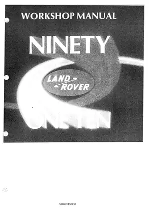 1984-1990 Land Rover Ninety workshop manual