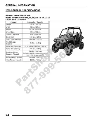 2009-2010 Polaris Ranger RZR, RZR, S/INTL UTV service manual Preview image 4