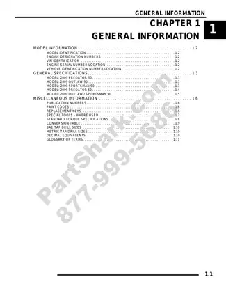 2009 Polaris ATV Service Manual: Predator 50, Outlaw 90, Sportsman 90