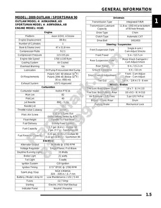 2009 Polaris ATV Service Manual: Predator 50, Outlaw 90, Sportsman 90 Preview image 5