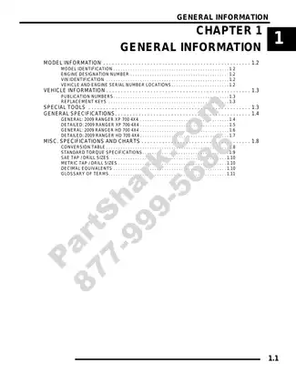 2009 Polaris Ranger XP 700 4x4 Service Manual and Repair Guide Preview image 1