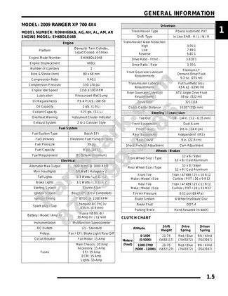 2009 Polaris Industries Inc Ranger XP 700, HD 700 manual Preview image 5