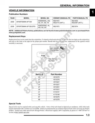 2009 Polaris Sportsman XP 550 Owner's Manual and Maintenance Guide Preview image 3