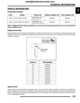 2009 Polaris Sportsman 850 EFi/HD/EPS Series Manual - Comprehensive Service Guide Preview image 4