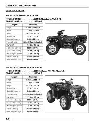 2009 Polaris™ Sportsman XP 850,  XP 850 International, XP EPS 850,  XP EPS 850 International ATV manual Preview image 4