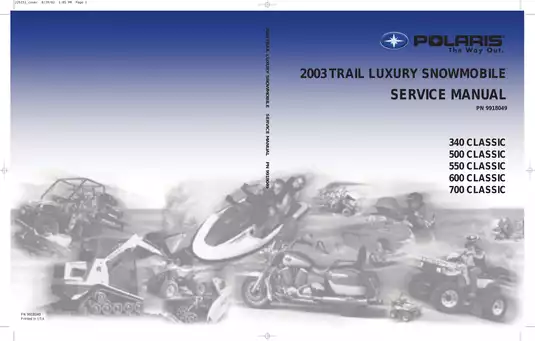 2003 Polaris 340 Classic Edge, 500 Classic, 550 Classic Edge, 600 Classic Edge, 700 Classic Edge snowmobile service manual Preview image 1