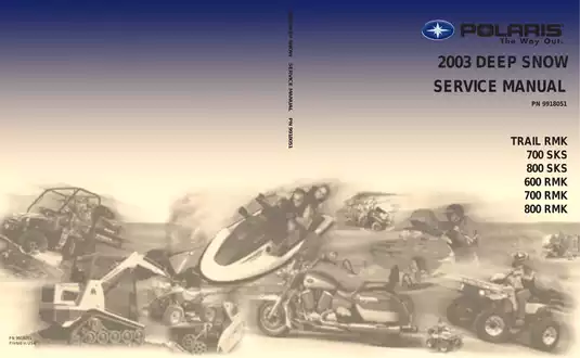 2003 Polaris 600 RMK, 700 RMK, 800 RMK snowmobile service manual Preview image 1