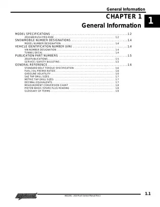 2010 Polaris 600 Rush Pro-Ride snowmobile manual Preview image 1