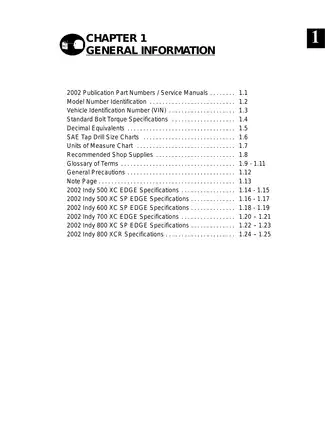 2002 Polaris XC Snowmobile Service Manual
