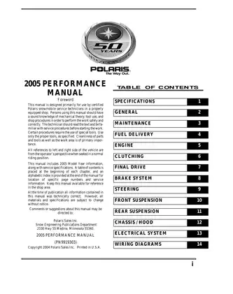 2025 Polaris Snowmobile Performance Manual - Service Guides & Specifications Preview image 3