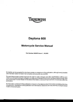 Triumph Daytona 600 Motorcycle Service Manual (2003) Preview image 2